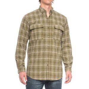 Beretta Men's Shooting Shirt M Green Plaid Button Down Quicky Dry Long Sleeve